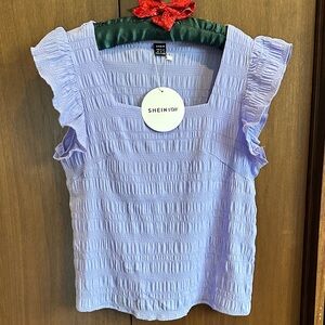 SHEIN Light Purple Ruffle Sleeve Blouse NWT